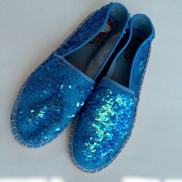 New Circus by Sam Edelman Blue Sequins Flat  Espadrille Shoes Women's Size 9.5 - Picture 5 of 17